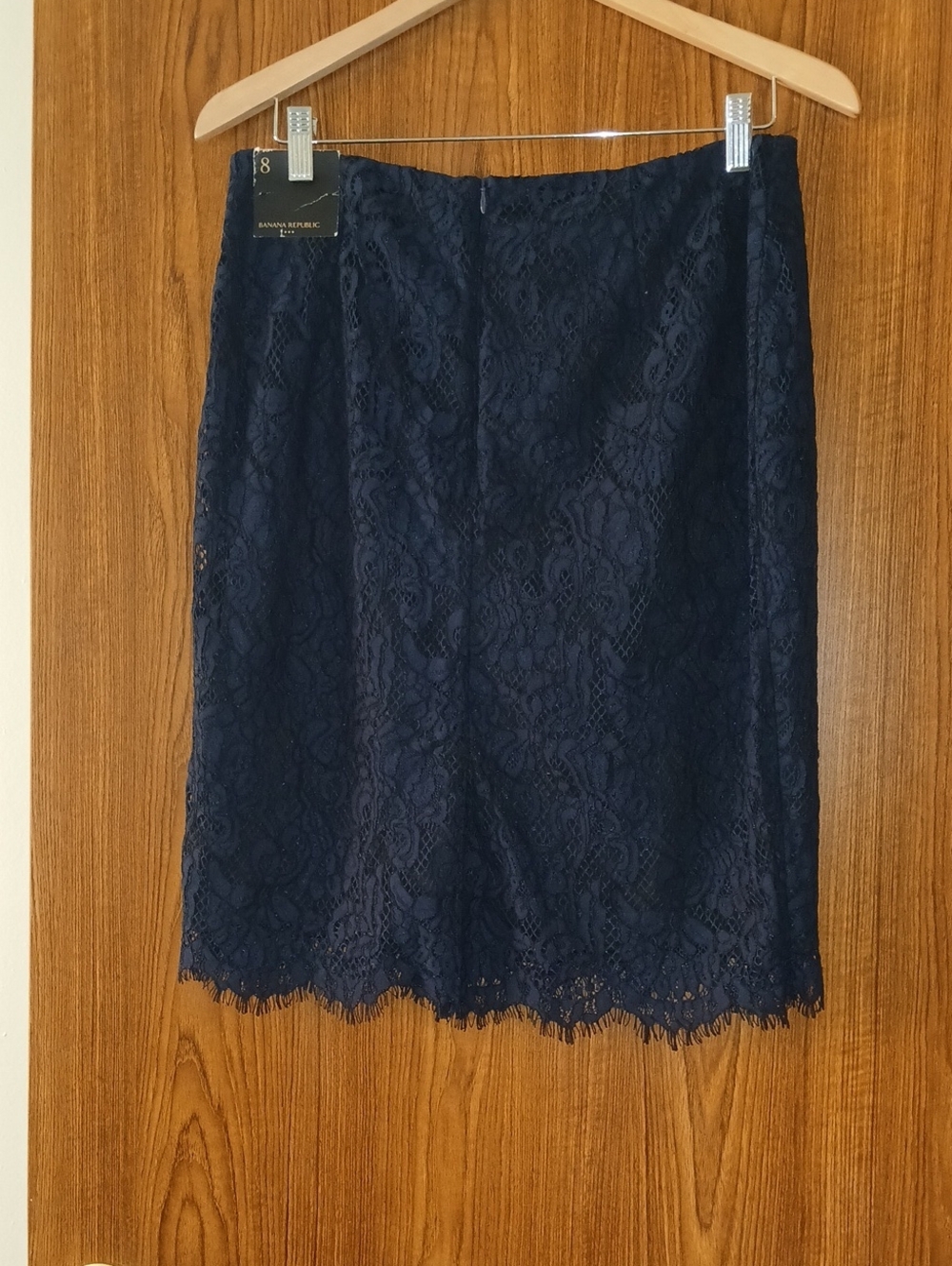 Banana Republic Navy Lace Pencil Skirt with Scalloped Hem